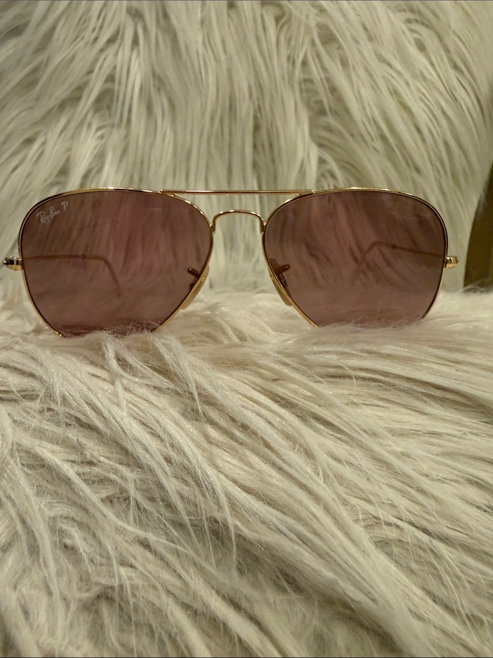 Ray-Ban Gold Frame Sunglasses with Rose Lenses